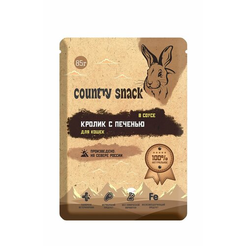 Country snaсk полнорационный корм для кошек Кролик 85 г, 12 шт