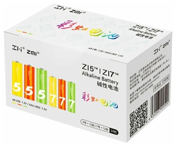 Батарейка ZMI Комплект Rainbow 5 AA + Rainbow 7 AAA, в упаковке: 24 шт.