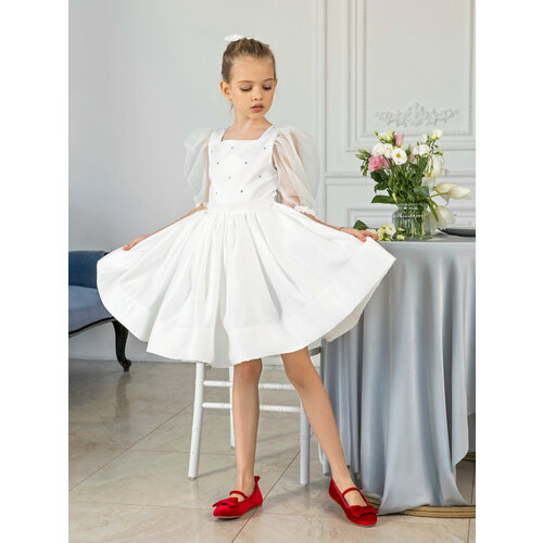 фото Платье роскошь с детства, размер 128-134, белый