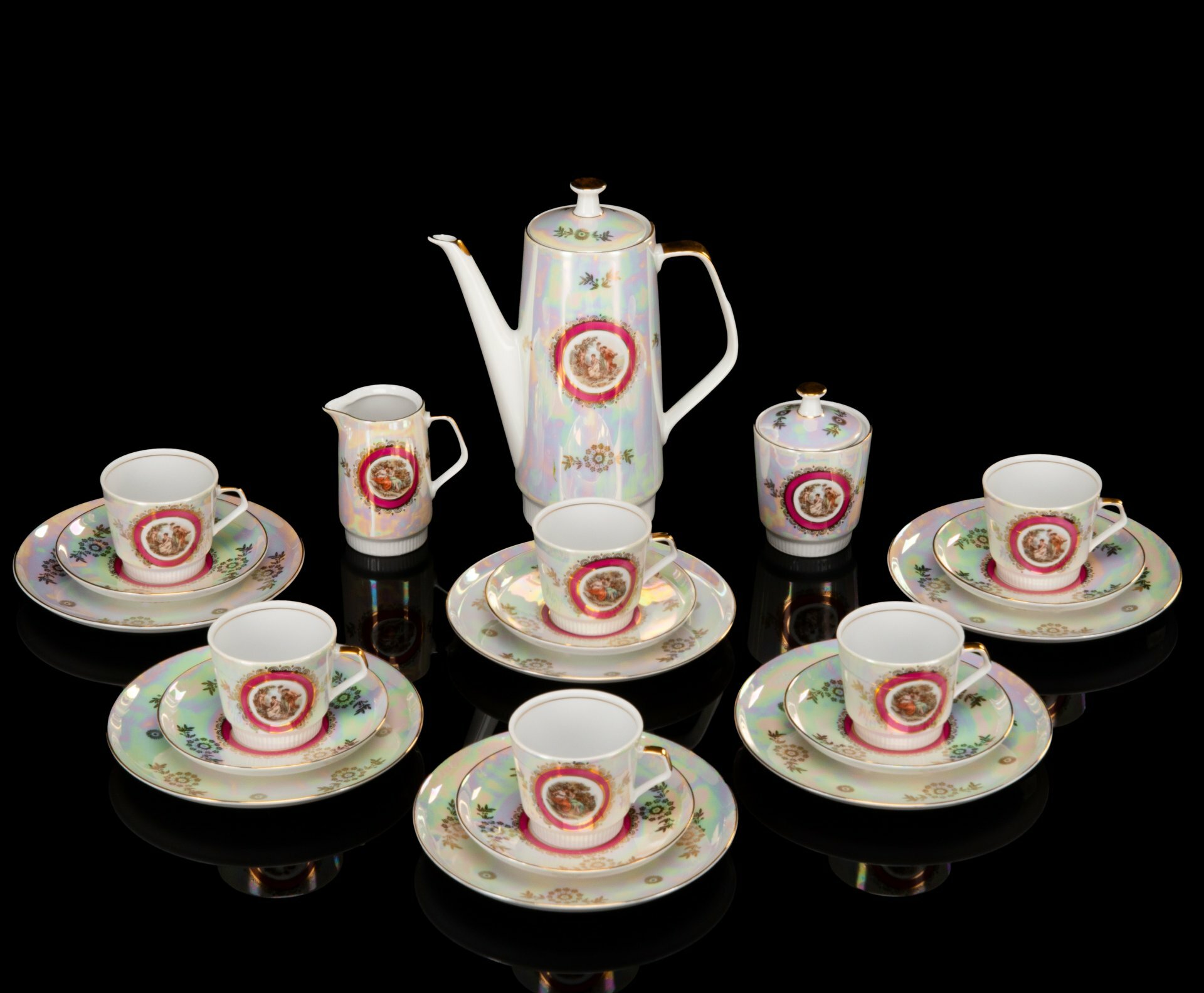 фото Сервиз чайно-кофейный "Мадонна" на 6 персон (21 предмет), фарфор, деколь, золочение