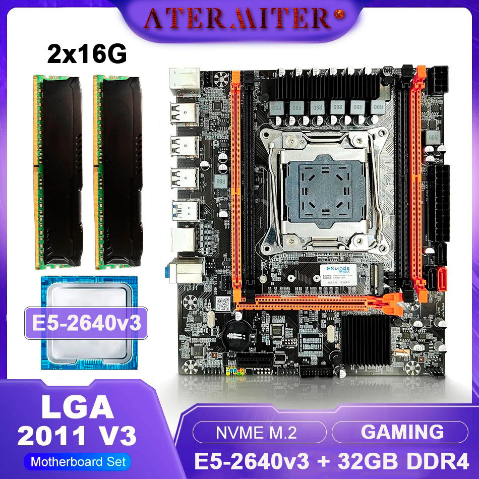 Комплект материнская плата Atermiter X99H + Xeon 2640V3 + 16GB DDR4 ECC REG 2x8GB