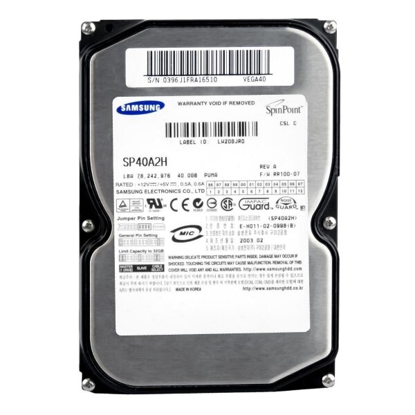 Жесткий Диск Samsung SP40A2H 40Gb 7200 IDE 3,5" HDD