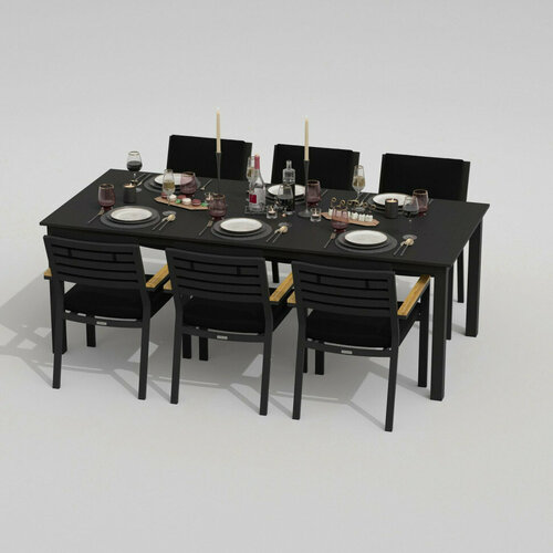 Обеденная группа DOLLA BONTA каркас карбон / стол алюминий 220 / ткань черная