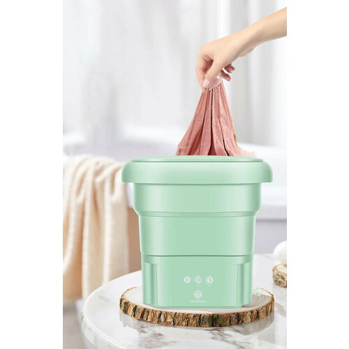 Стиральная машина мини складная с отжимом и сливом 45 л для дома и путешествий зеленый 289900₽