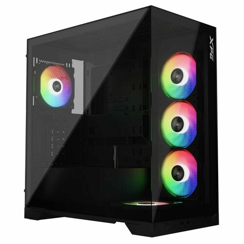 Корпус XPG INVADER X BLACK (INVADERXMT-BKCWW) Mid-Tower Gaming ATX PC Case with Panoramic View, Tempered Glass Panels, and RGB Lighting Black наушники для ps pc astro gaming a40 tr black blue 939 001664