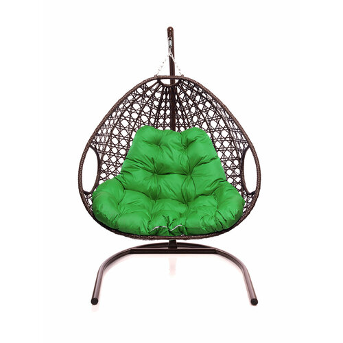 Подвесное кресло M-group для двоих люкс с ротангом коричневое зелёная подушка подвесное кресло m group для двоих люкс с ротангом коричневое синяя подушка