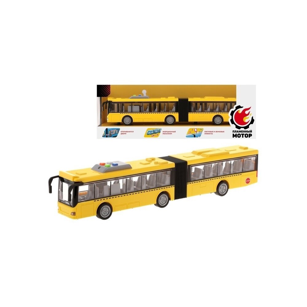 Автобус инерционный Пламенный мотор Городские спасатели с гармошкой, свет, звук (870895)
