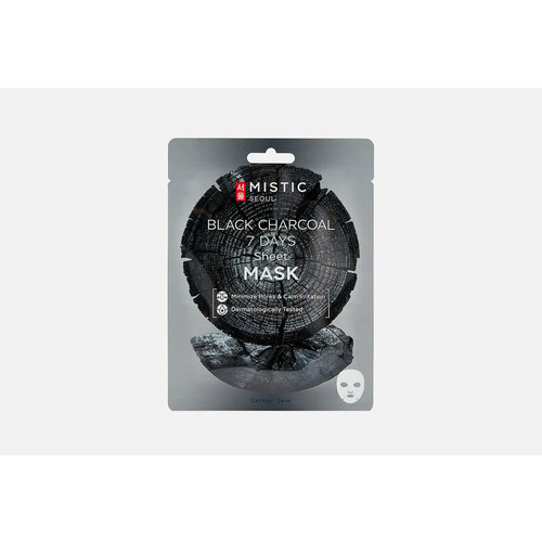 Тканевая маска для лица с древесным углём MISTIC BLACK CHARCOAL 7 DAYS Sheet mask / количество 1 шт тканевая маска для лица с древесным углём mistic black charcoal 7 days sheet mask 1 шт