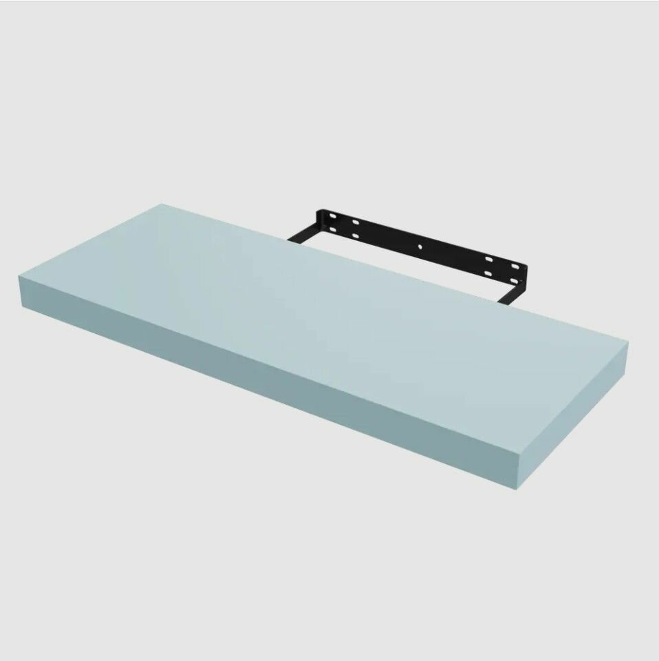 Полка настенная со скрытым креплением, 60x23.5x3.8 cм, цвет голубой