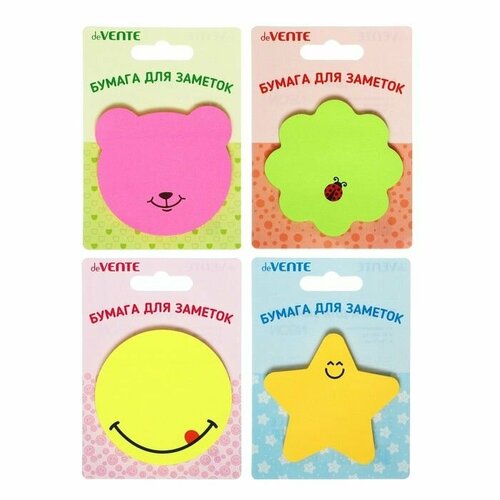 Блок с липким краем 70 х 70 мм deVENTE Funny notes 50 листов 80 гм фигурный Neon микс х 4 вида 421₽