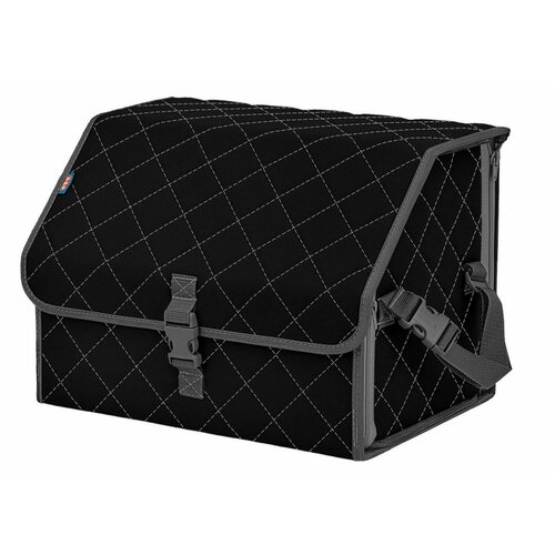 Органайзер-саквояж в багажник "Союз" (размер M). Цвет: черный с серой прострочкой Ромб.