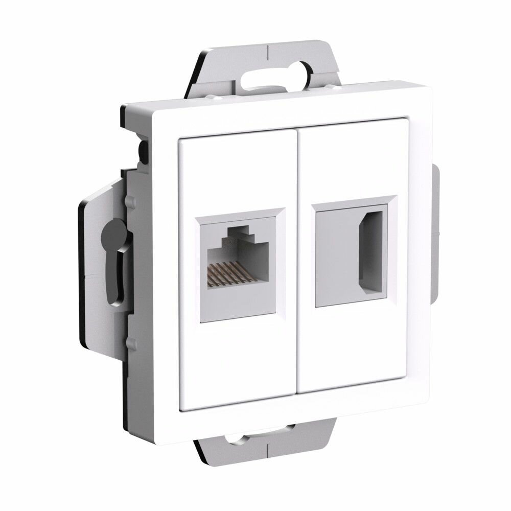 Systeme Electric AtlasDesign Белый Розетка двойная HDMI+RJ45, кат.5Е, механизм, ATN000182