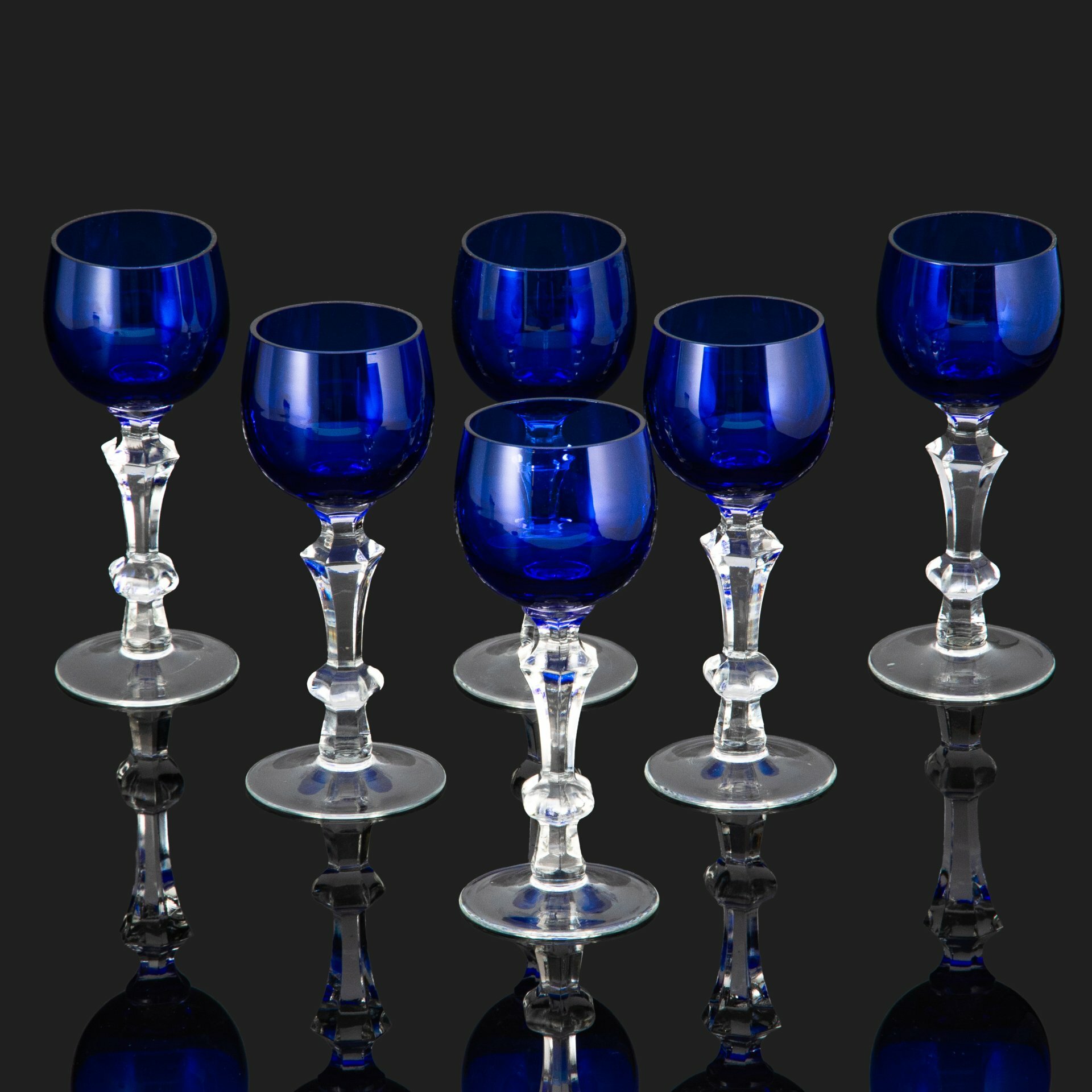 фото Набор бокалов для крепленных и десертных вин кобальтового цвета, хрусталь