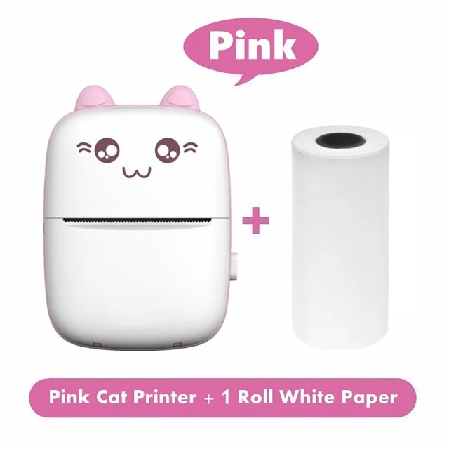 Портативный детский мини принтер Mini Printer, электронная игрушка, карманный принтер для печати, цвет - розовый
