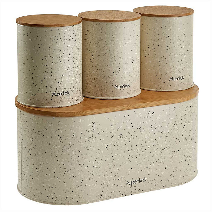 фото ALPENKOK AK-4013 Хлебница металлическая с банками для сыпучих