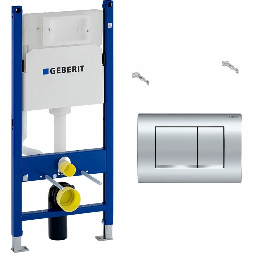 фото Инсталляция для унитаза Geberit Duofix Delta 3 в 1 с прямоугольной кнопкой Delta01 Хром глянец