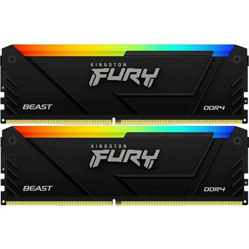 KINGSTON Память DDR4 2x32GB 3600MHz Kingston KF436C18BB2AK2/64 Fury Beast Black RGB RTL Gaming PC4-28800 CL18 DIMM 288-pin 1.35В dual rank с радиатором Ret KF436C18BB2AK2/64