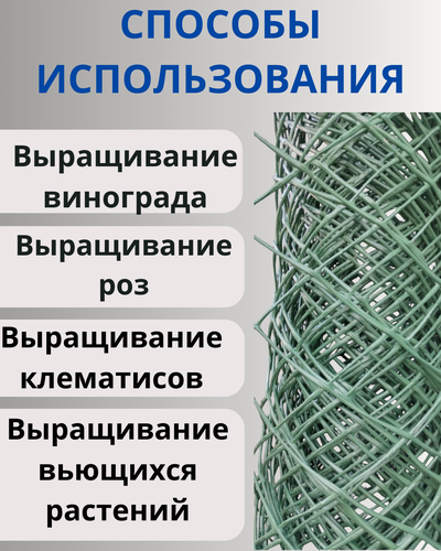 Изображение товара Сетка садовая пластиковая для плетистых роз ячейка 50х50мм, ширина 1м, длина 5м