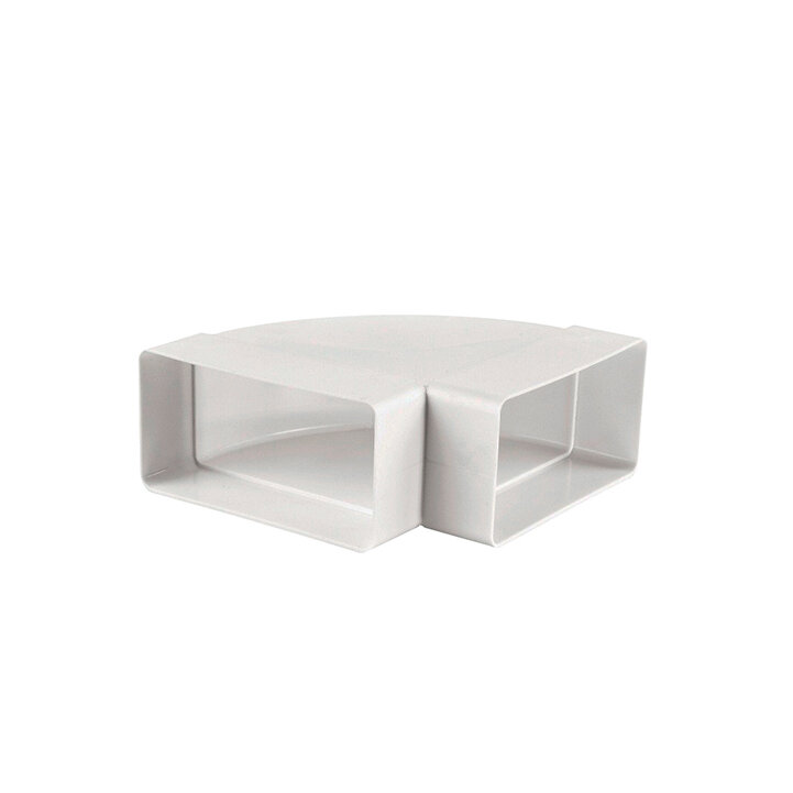 фото Колено горизонтальное 55 х 110 мм, 90гр, для плоских воздуховодов, 1 шт, 5251, белый, воздуховод, ПВХ