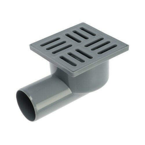 RTP Трап RTP горизонтальный 100 х 100 мм d50 мм сухой затвор решетка пластик серый 444₽