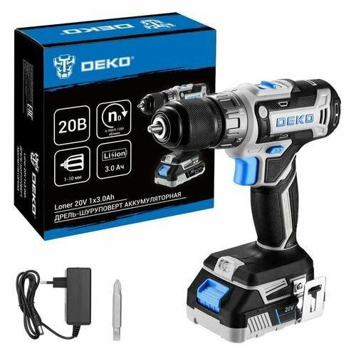 Дрель-шуруповерт DEKO Loner 20V 3Ач с одним аккумулятором 085-1006 453000₽
