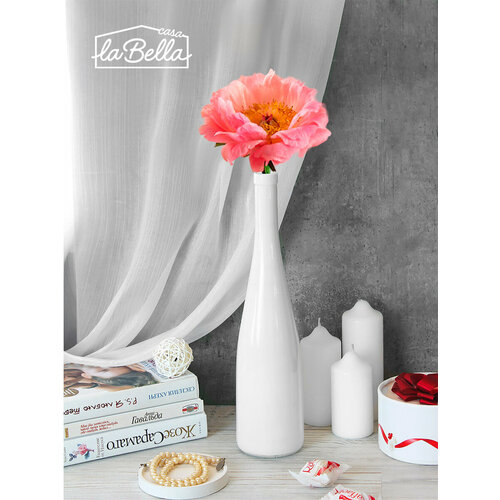 Ваза для цветов стекло, высокая, белая