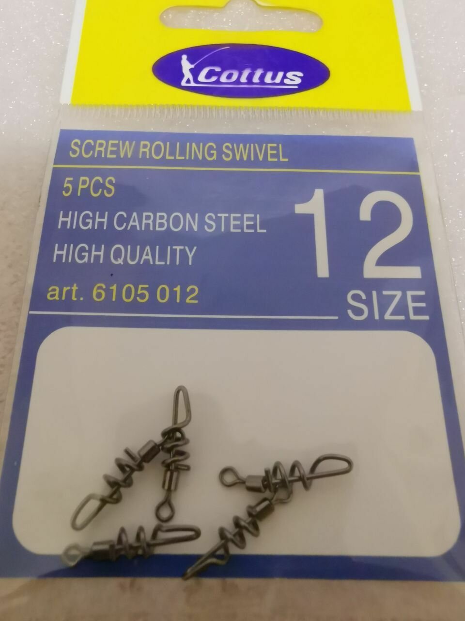 Карабин спираль COTTUS Screw Rolling Swivel #12 (5шт,9кг)