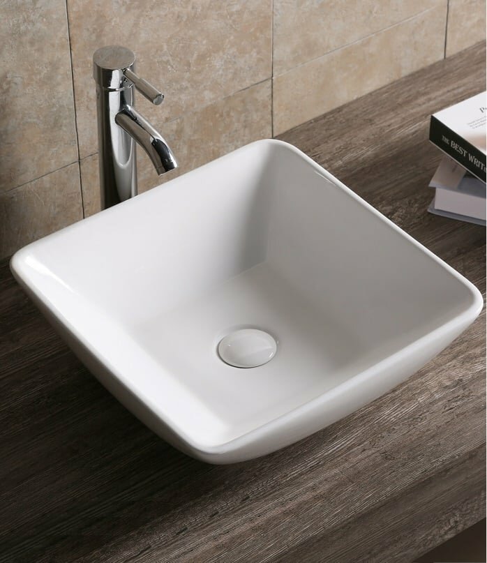 Раковина CerutiSPA Michelina 13x42x42, фарфор, квадратная, накладная, белый