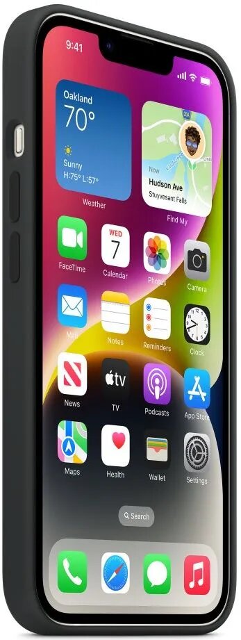 Чехол силиконовый MagSafe для iPhone 14 Midnight с анимацией NFC, Silicone case MagSafe для айфон 14 - Чёрный — фото 1