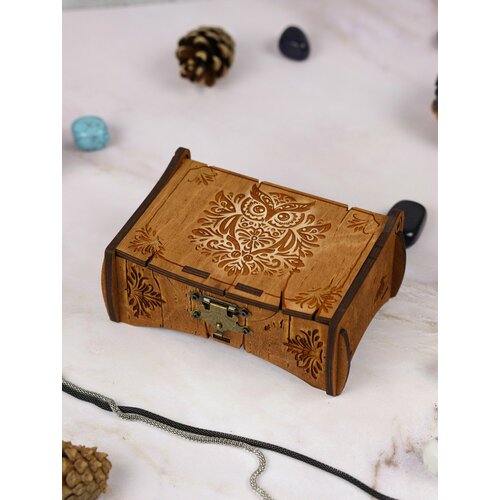 Деревянная шкатулка с эффектом старения Филин 440₽