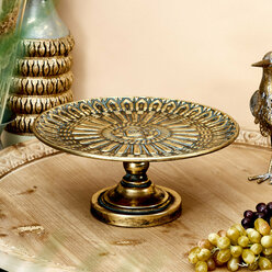 57-244 Блюдо на ножке Эфиопия 37х37х17см, Железо, золотистый, Glasar