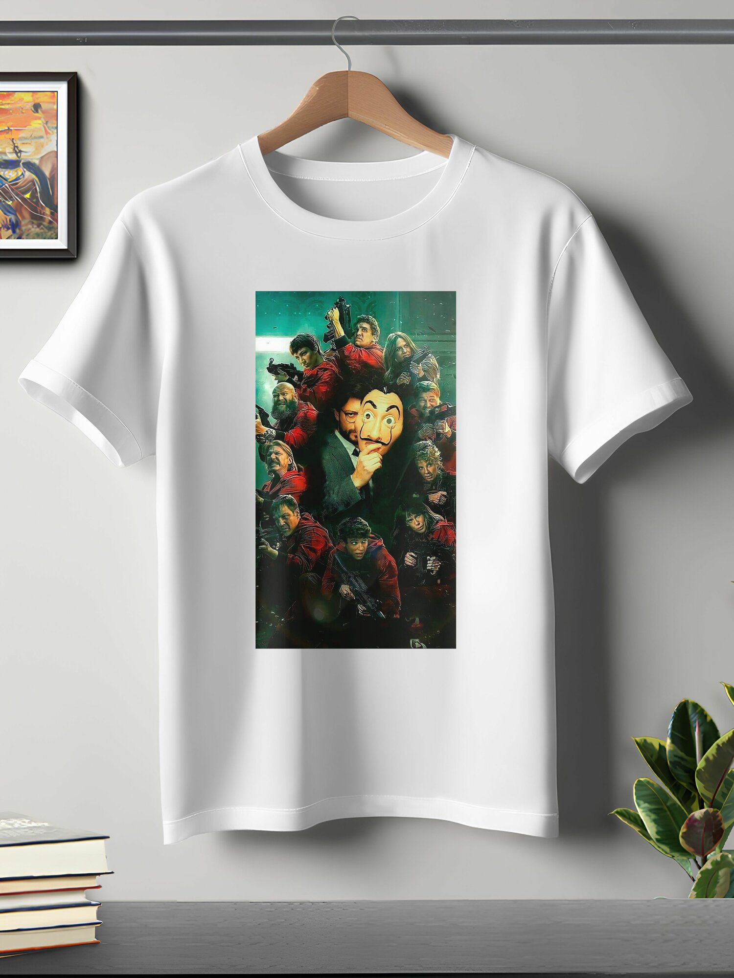 Футболка ONEQ унисекс 50-52 (XL) размер с принтом Бумажный дом, белая