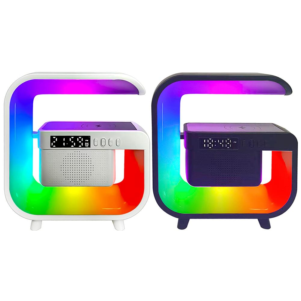 Многофункциональное беспроводное зарядное устройство с динамиком Bluetooth 5.0 FM TF RGB (Черный) — фото 1