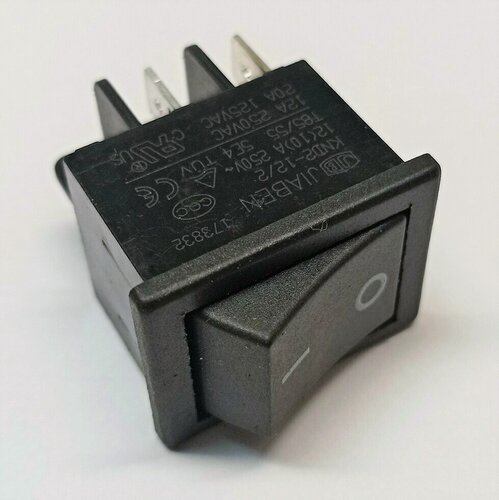 Изображение товара Выключатель газонокосилки Калибр ГКЭ-1200/32 ГКЭ-1600/37 КЭ-1400 кнопка KND2-12/2 клавишный рокерный с самовозвратом