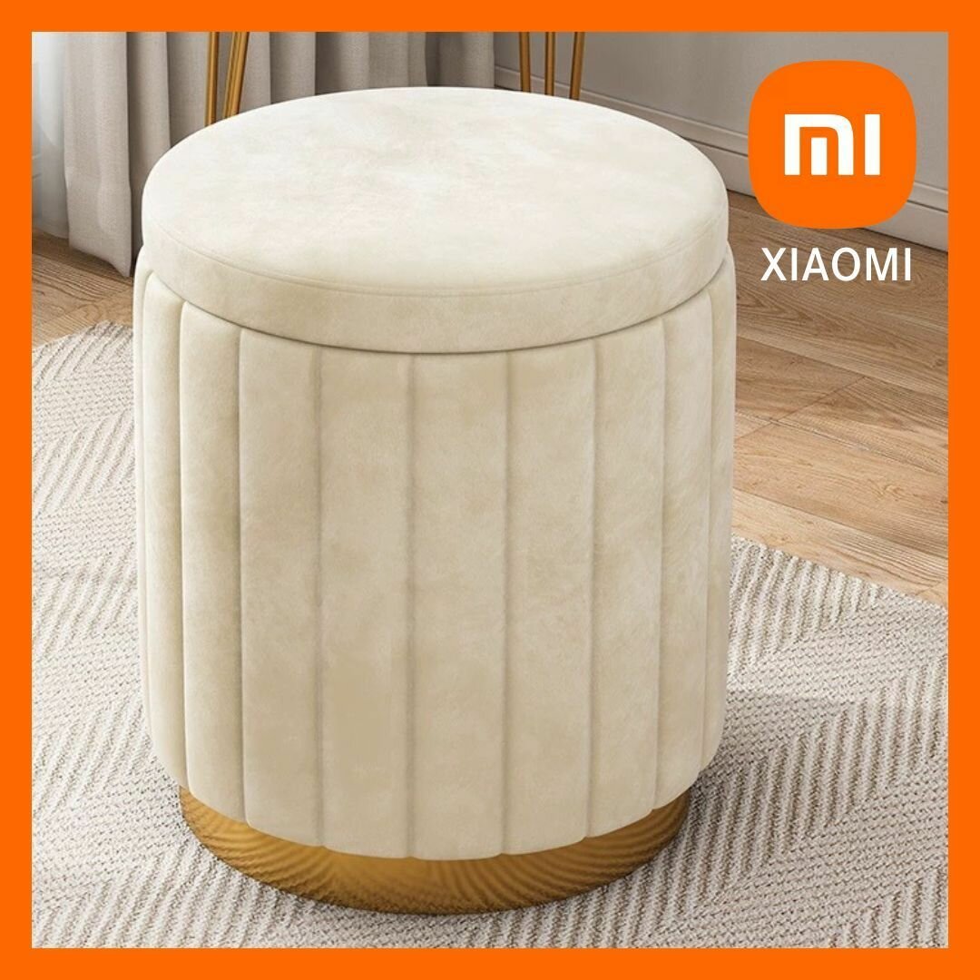 Картинки Круглый табурет для макияжа, современный минималистичный стиль, с функцией хранения, низкий стул для спальни, туалетный столик, Несущая способность 150 кг