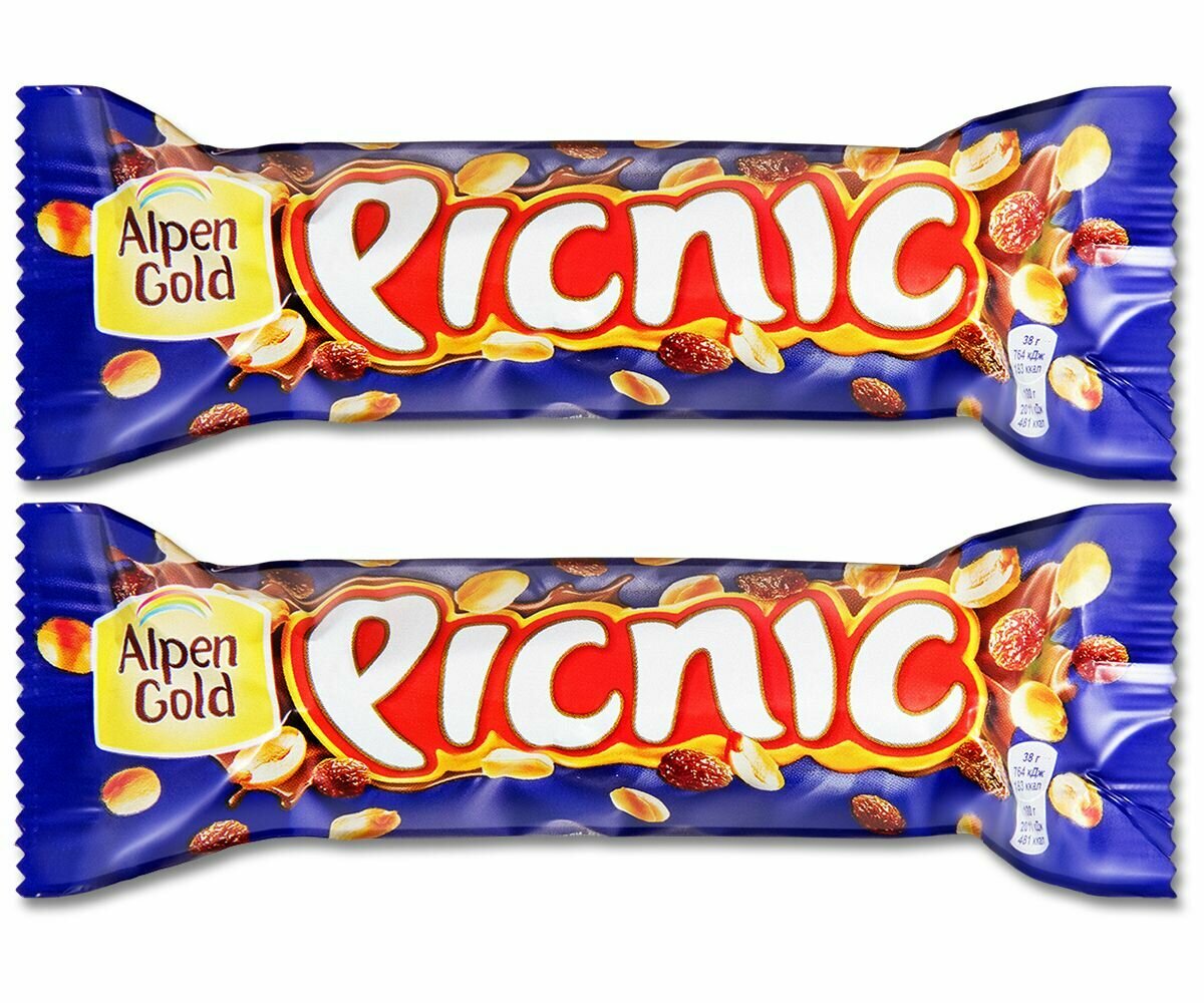 Шоколадный батончик Пикник с орехами  38 г  2 шт 