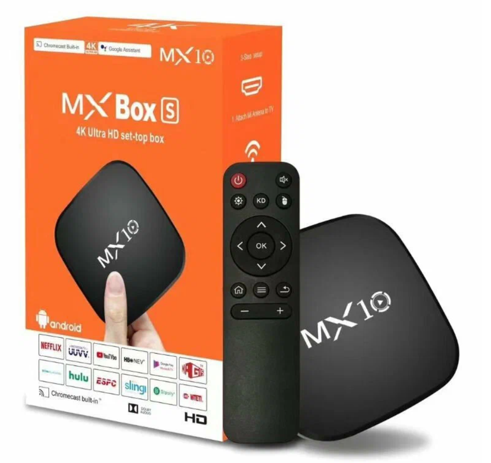 Медиаплеер ТВ-приставка Android MX10 TV BOX (S) Wi Fi без голосового набора, Android 13.0; 64ГБ/512ГБ, Bluetooth, Wi-Fi, Пульт ДУ в комплекте, Черный