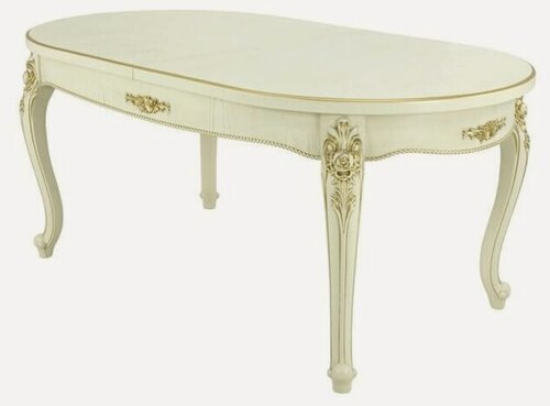 Изображение товара Стол, классический, белый, с золотой патиной, 160х100х75 см