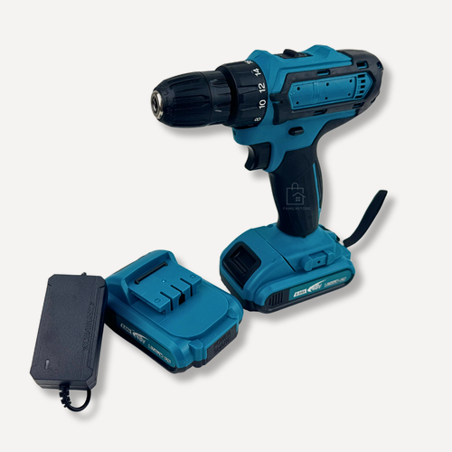 Изображение товара Шуруповерт аккумуляторный дрель для дома, 2 АКБ 2,5 А/ч, 45 В, 24 насадки, с кейсом, синий