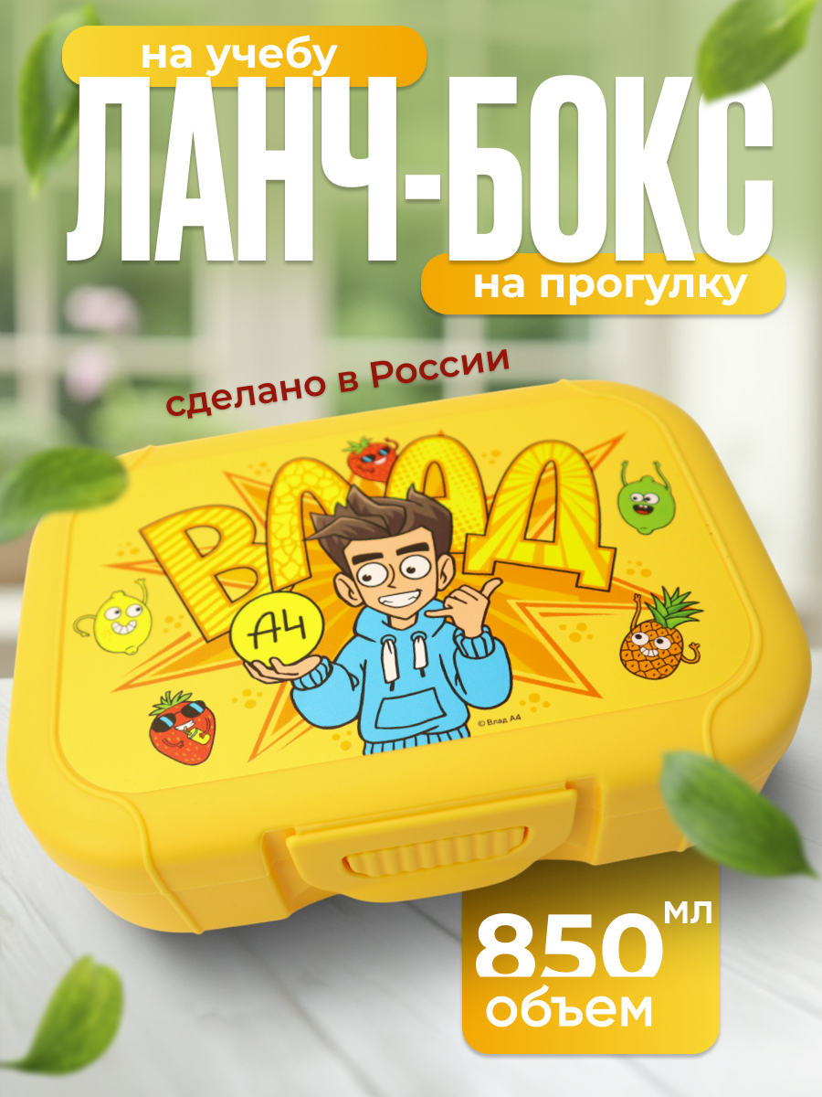 Ланч-бокс детский ND Play / Контейнер для еды "Влад А4" дизайн 1 (18х12,5х5,5 см), 850 мл, пластик