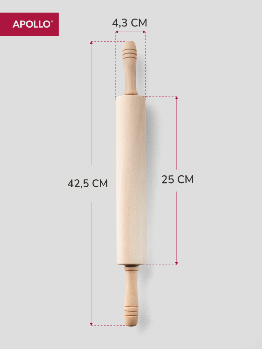 Скалка деревянная для раскатки теста с вращающимися ручками APOLLO Roll , 42,5 см — фото 1