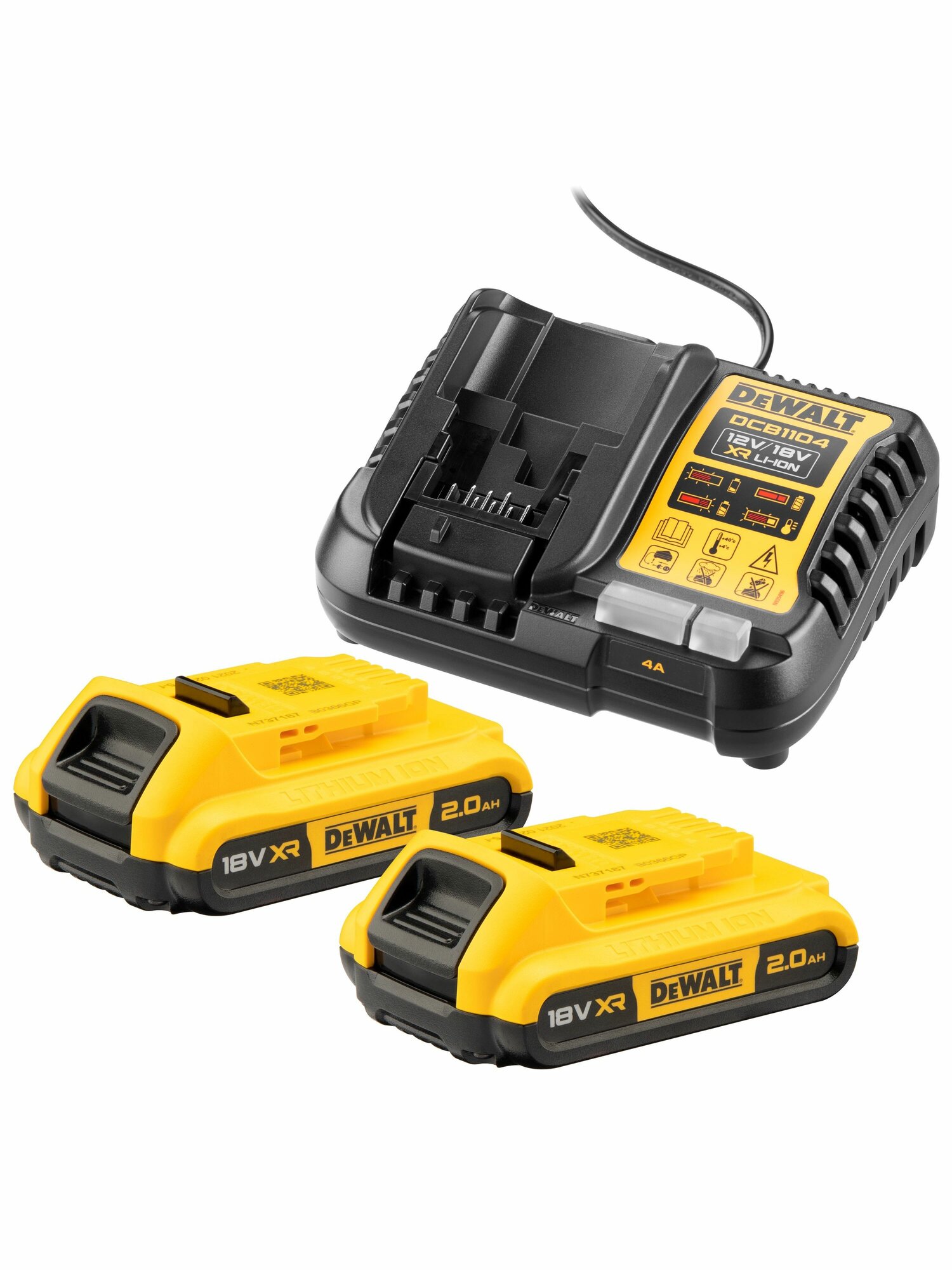 Набор DEWALT: 2 АКБ DCB183 Li-Ion 18 В 2 Ач и зарядное устройство DCB1104 12/18 В 4 A