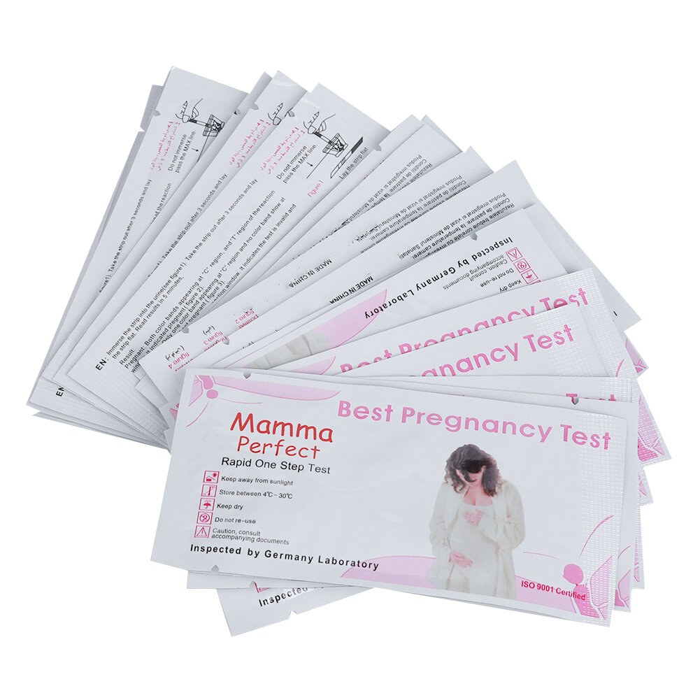 20pcs  Bag Early Pregnancy Test Strip LH Urine Tester Kit Rapid Display for WomenPinkWhite Strip