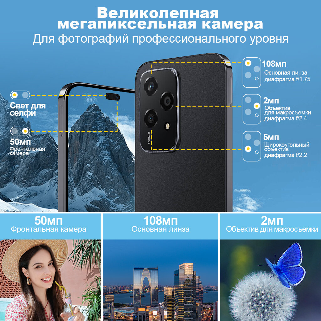Смартфон HONOR 200 Lite 12/256 ГБ Global, Dual nano SIM, midnight black — фото 1