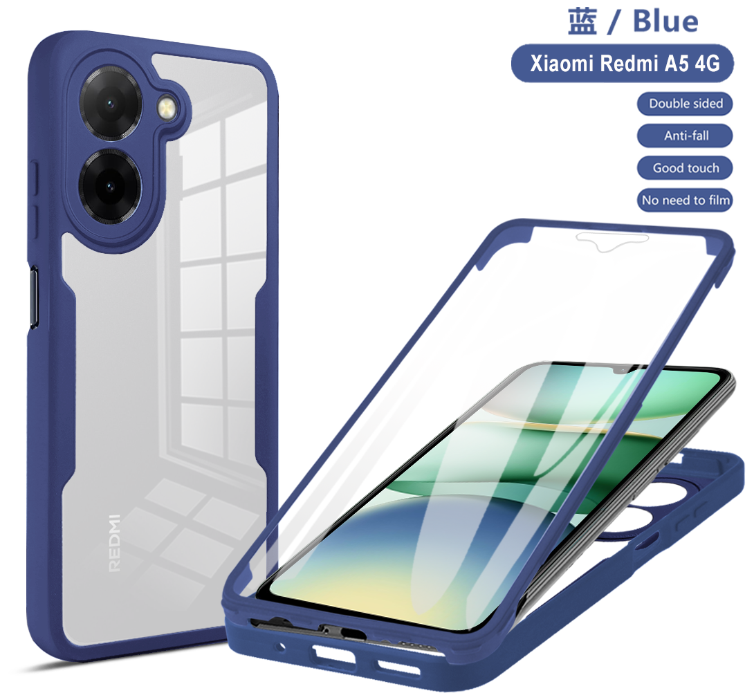 Подходит для Poco C71 4G / Redmi A5 4G / Сяоми Поко C71 4G Чехол для смартфона 360 Полная защита, Высокая четкость с передней пленкой из закаленного стекла, Редми A5 4G, подставка, прозрачный, soft touch,