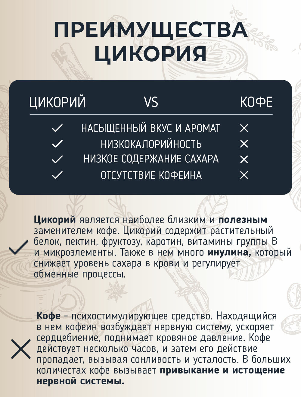 Цикорий растворимый натуральный порошок 1000 г без кофеина, высший сорт BIO — фото 1