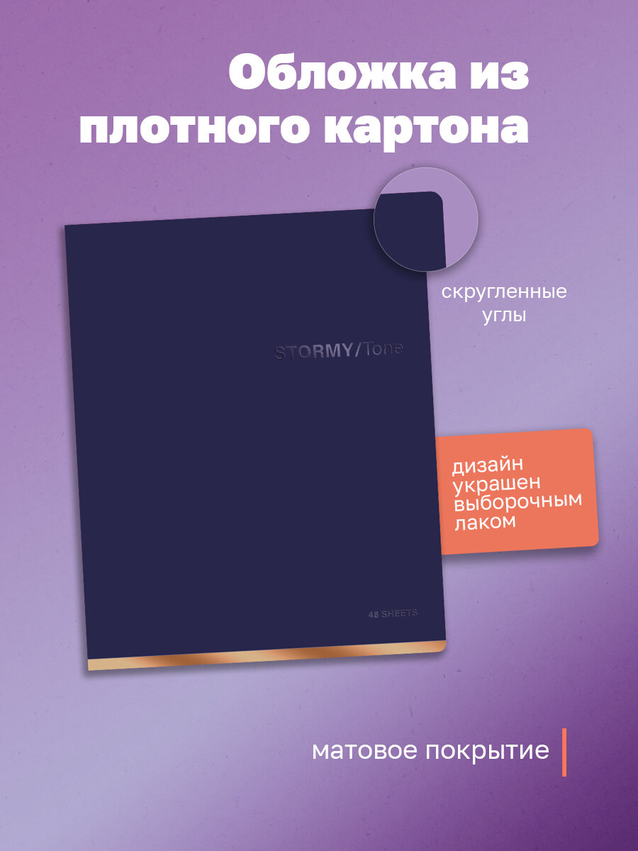 Тетрадь в клетку 48 листов, А5, клетка BG "Monotone" / Набор школьных тетрадей 4 штуки — фото 1