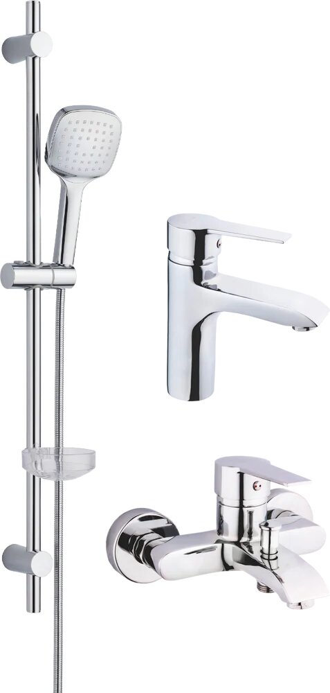 Комплект для ванной STWORKI 3 в 1 со смесителем с изливом глянцевый