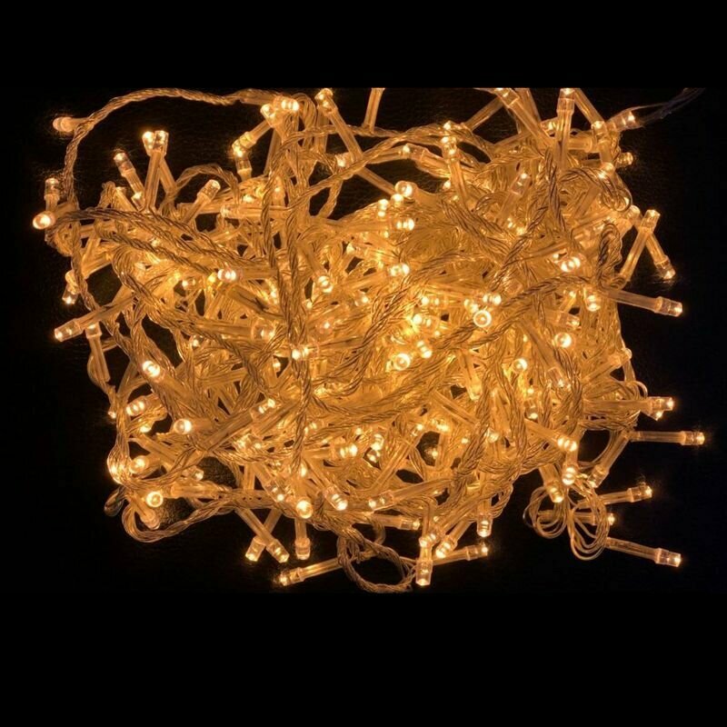 Светодиодная гирлянда Нить 100 ламп теплый белый свет 8 режимов питание от сети / Гирлянда светодиодная Нить 10м