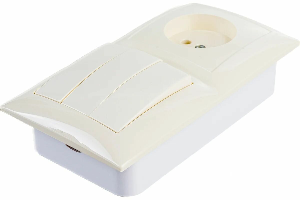 Комбинированный блок селена скрытой установки выключатель 3кл +розетка БКВР-410 слоновая кость